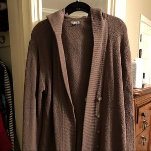 J jill long sleeve brown sweater with hood